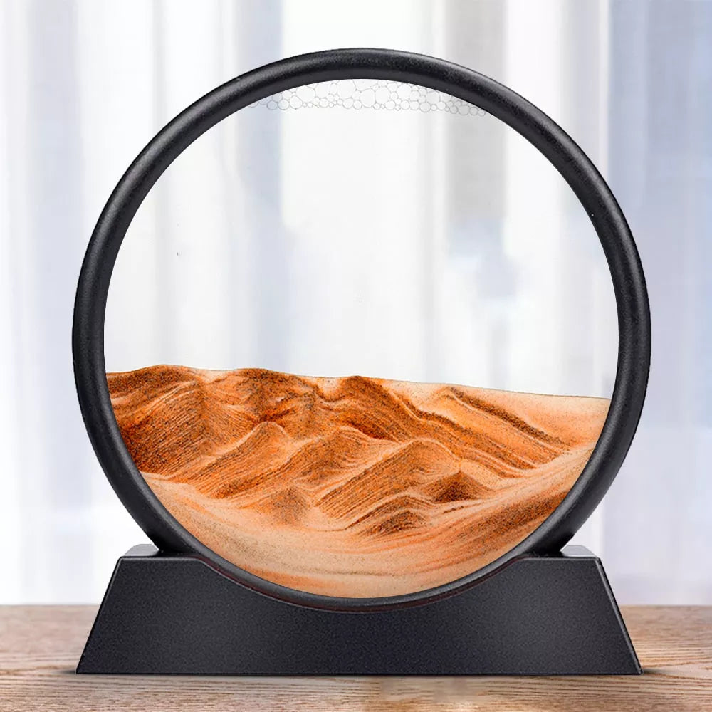 3D Moving Sand Art Hourglass - Rotating Sandscape Desk Decor