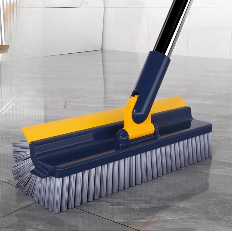 4-in-1 Long Handle Grout Brush - V-Shaped Bristle Tile Gap Cleaner with Hair Clipper