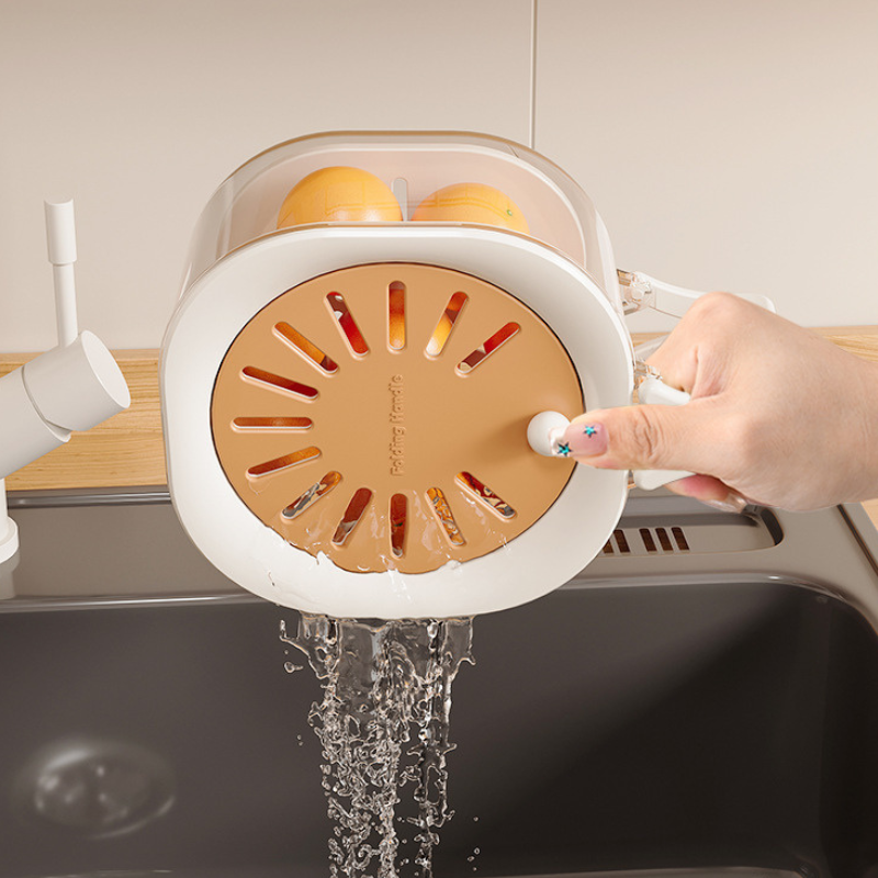 Fruit Washing Basket with Cover - Drain Basket for Kitchen Produce Storage