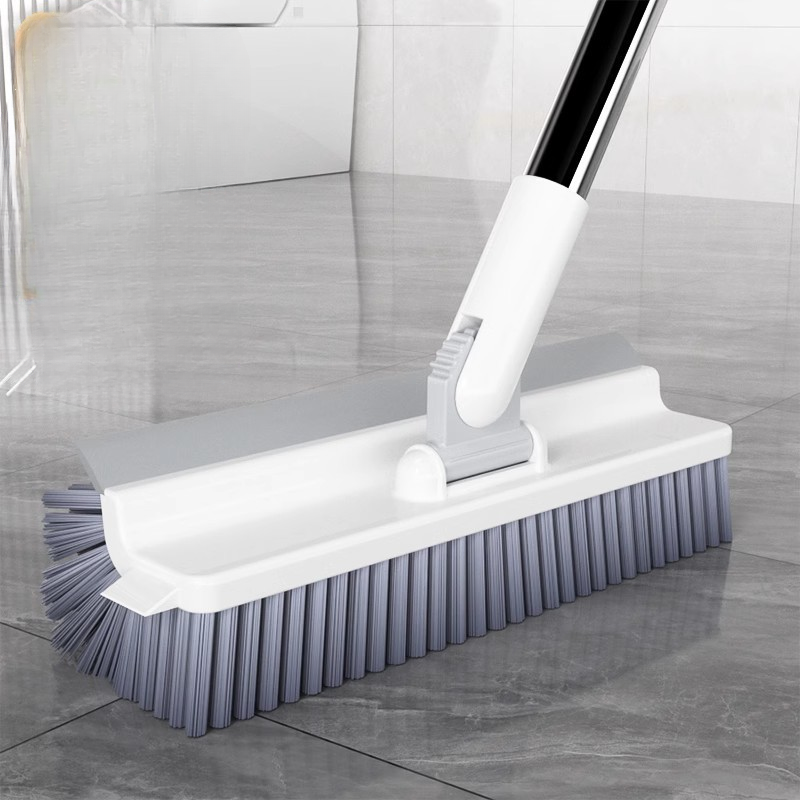 4-in-1 Long Handle Grout Brush - V-Shaped Bristle Tile Gap Cleaner with Hair Clipper