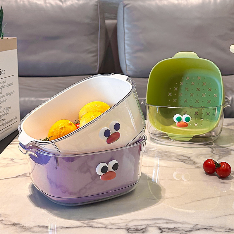 Fruit & Vegetable Washing Basket with Drain Holes - Kitchen Produce Strainer