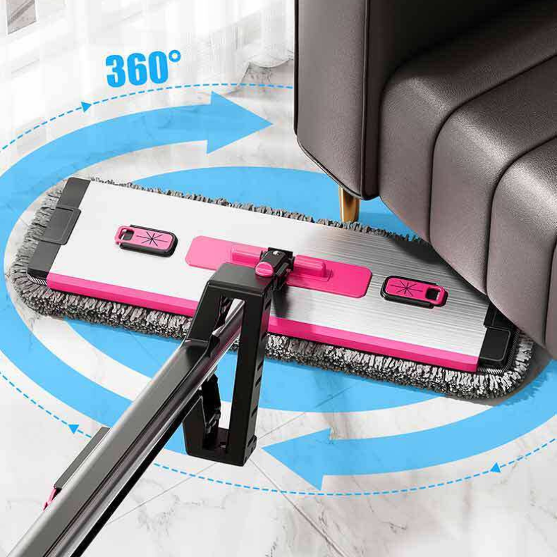 Flat Mop with 360&deg; Swivel Head - Reusable Microfiber Mop for Hardwood & Tile