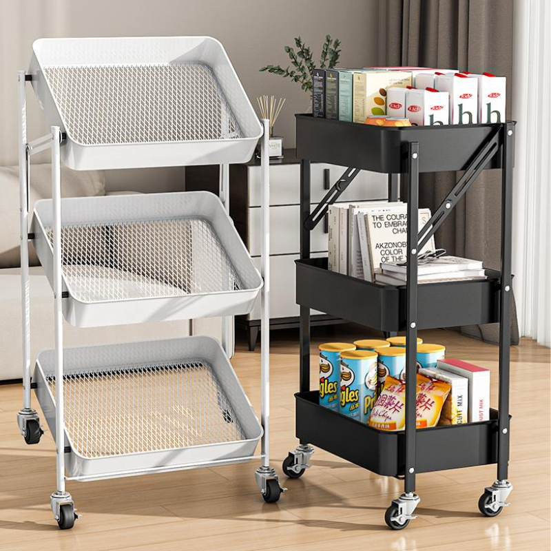 Multi-Layer Rolling Storage Trolley - Mobile Kitchen & Bathroom Organizer Rack