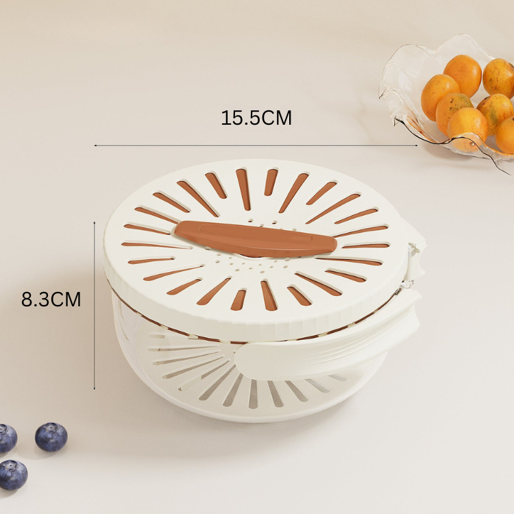 Drain Basket with Lid - Kitchen Washing & Storage Box with Ventilation