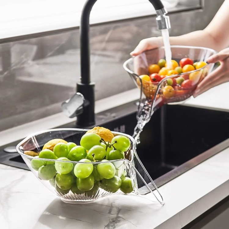 Fruit & Vegetable Washing Bowl with Strainer - Drain Basket Set