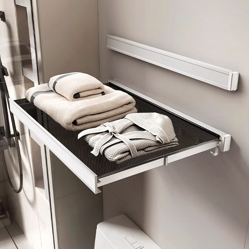 Foldable Aluminum Clothes Drying Rack - Telescopic Suction Cup Wall Mount