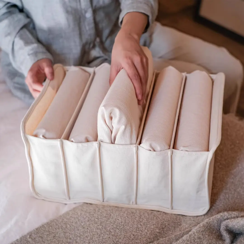 Breathable Cotton Fabric Storage Box - Drawer Organizer for Clothes & Underwear