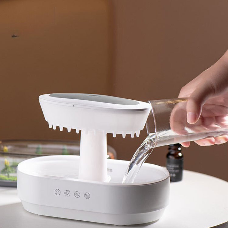 Raindrop Humidifier with Plant Landscape Ambient Light