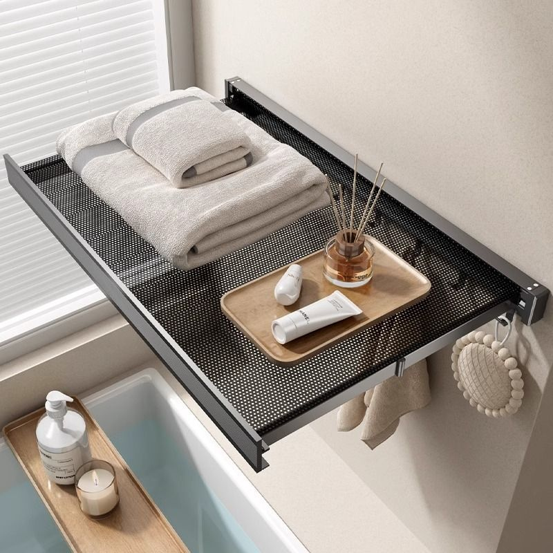 Foldable Aluminum Clothes Drying Rack - Telescopic Suction Cup Wall Mount