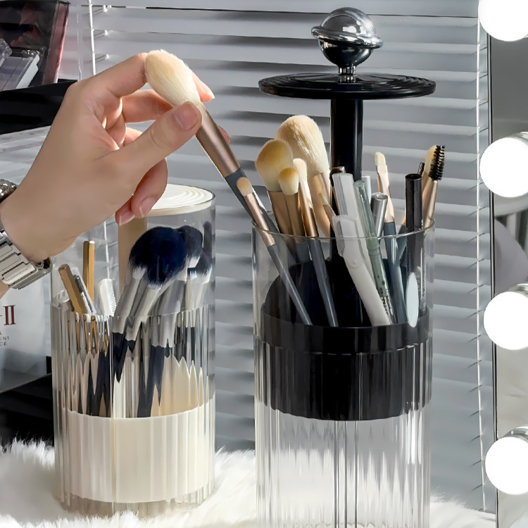 Automatic Lifting Makeup Brush Organizer - Cosmetic Storage Box