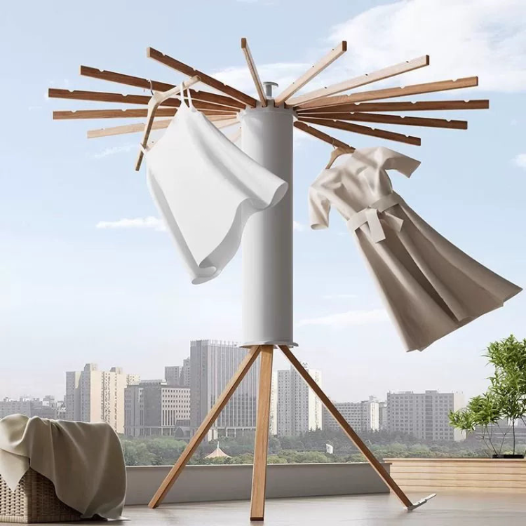 Foldable Tripod Clothes Drying Rack - Heavy-Duty 16-Arm Balcony Laundry Rack