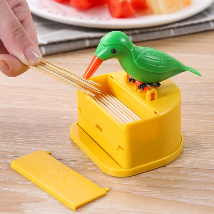 Bird-Shaped Toothpick Holder - Push Pop-Up Dispenser for the Dining Table