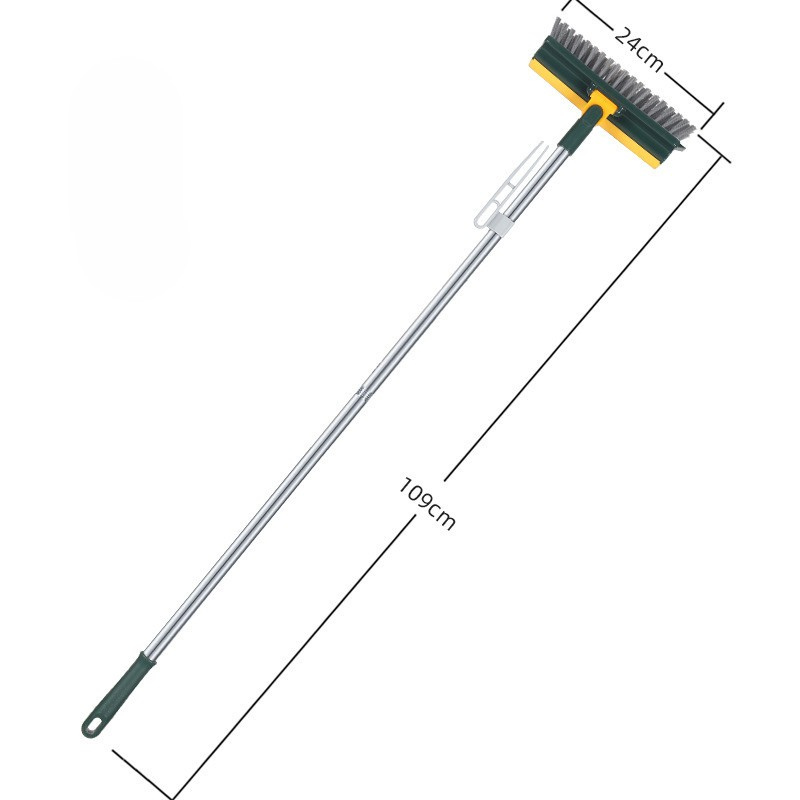 4-in-1 Long Handle Grout Brush - V-Shaped Bristle Tile Gap Cleaner with Hair Clipper
