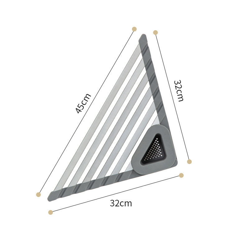 Triangle Sink Corner Drain Rack - Space-Saving Kitchen Dish Organizer