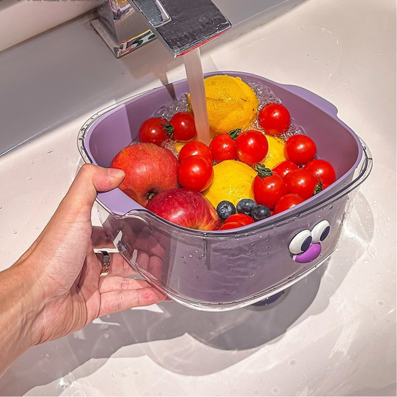 Fruit & Vegetable Washing Basket with Drain Holes - Kitchen Produce Strainer