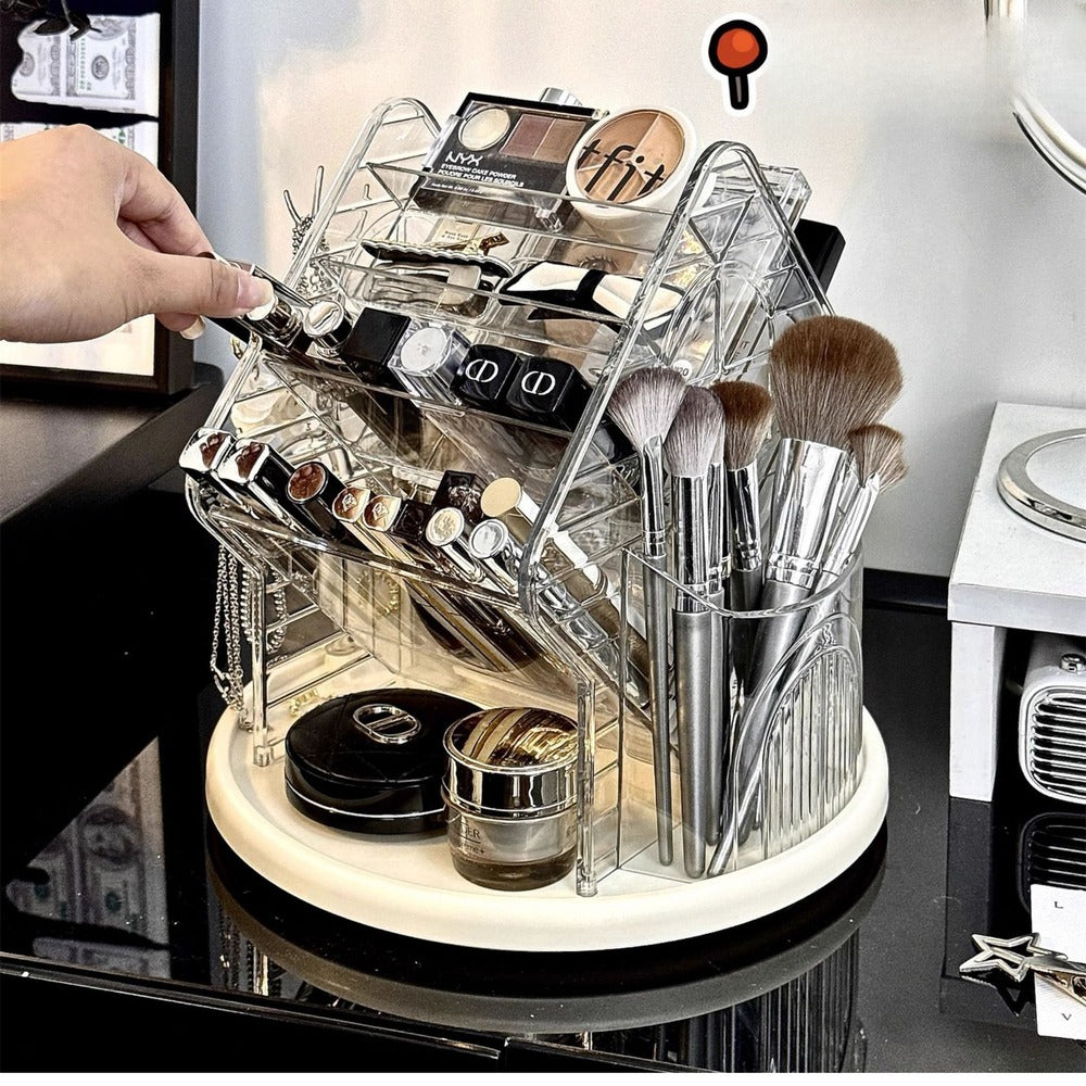 Makeup brushes in the rotating organizer