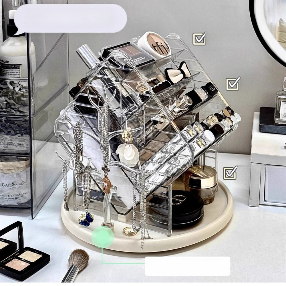 Organizer with sorted cosmetics