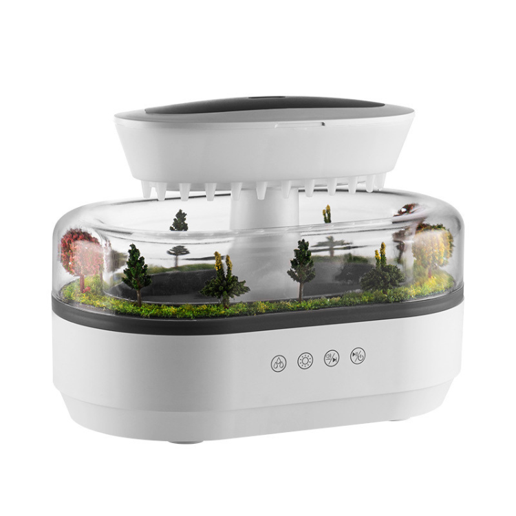Raindrop Humidifier with Plant Landscape Ambient Light