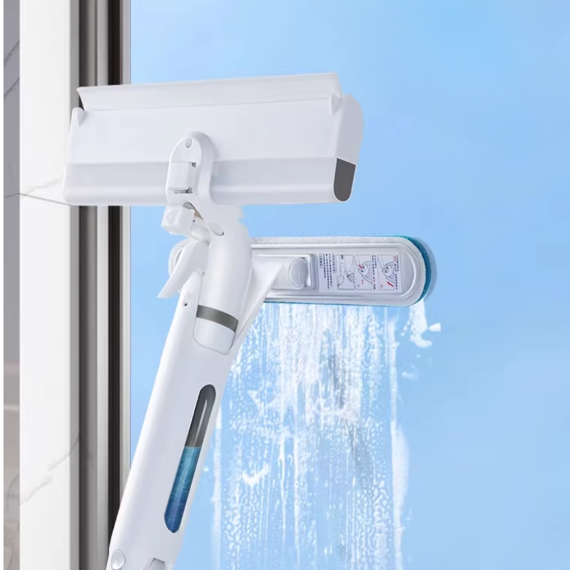 Double-Sided Window Cleaning Tool - Long Handle Glass Squeegee for Both Sides