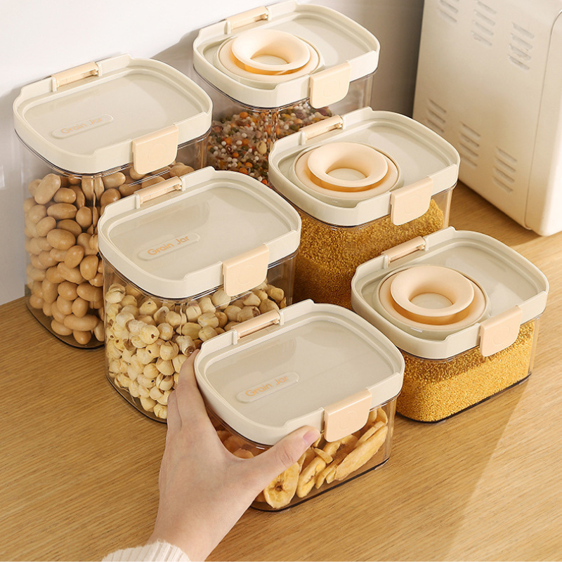 Airtight Kitchen Storage Jars - Stackable Sealed Containers for Pantry Organization (Set of 3)
