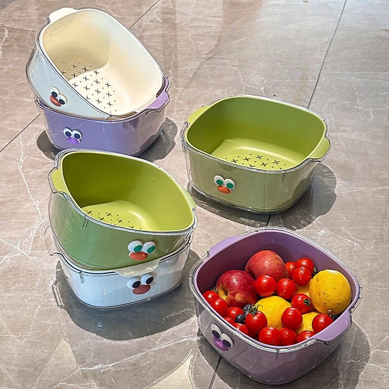 Fruit & Vegetable Washing Basket with Drain Holes - Kitchen Produce Strainer