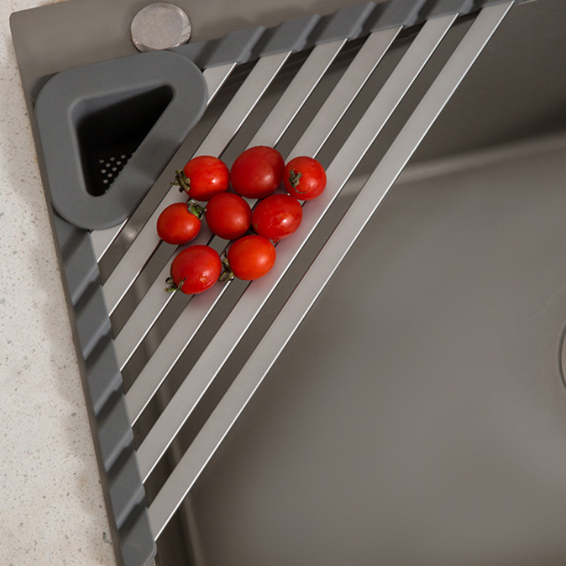 Triangle Sink Corner Drain Rack - Space-Saving Kitchen Dish Organizer