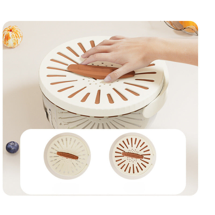 Drain Basket with Lid - Kitchen Washing & Storage Box with Ventilation