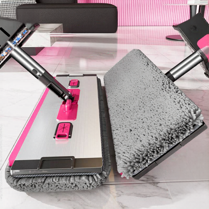 Flat Mop with 360&deg; Swivel Head - Reusable Microfiber Mop for Hardwood & Tile