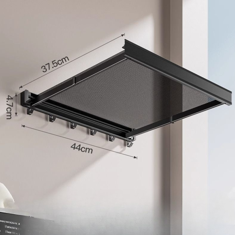 Foldable Aluminum Clothes Drying Rack - Telescopic Suction Cup Wall Mount
