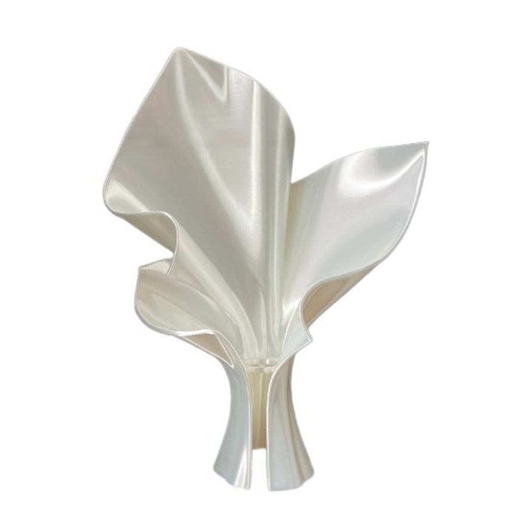 Empty satin white bouquet vase
