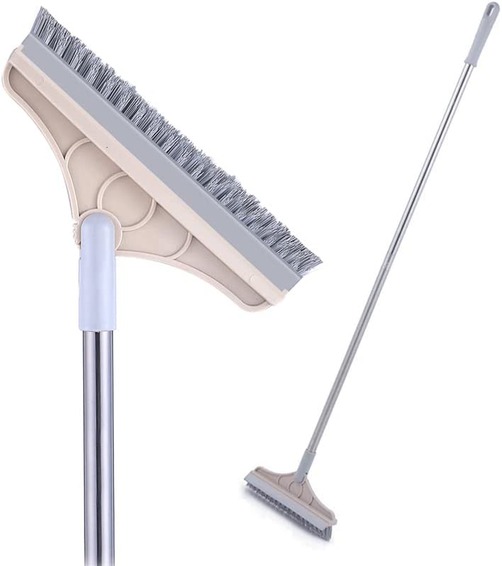 2-in-1 Stainless Steel Scrub Brush - Adjustable Long Handle with Detachable V-Shaped Head