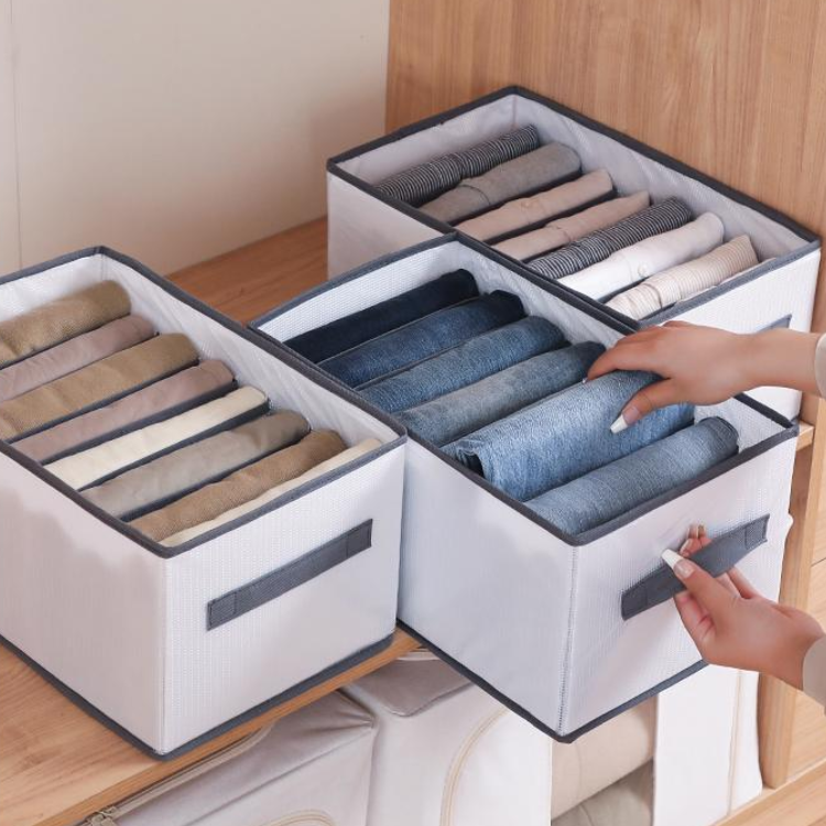 Foldable Clothes Storage Boxes with Clear Window - Stackable Closet Drawer Organizers