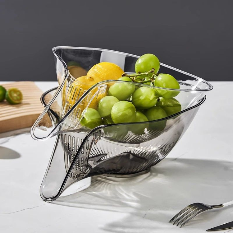 Fruit & Vegetable Washing Bowl with Strainer - Drain Basket Set