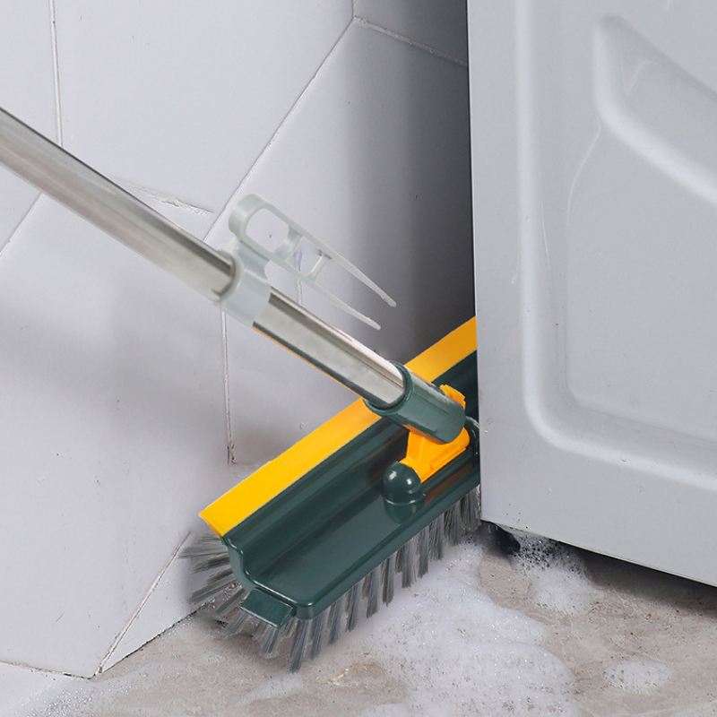 4-in-1 Long Handle Grout Brush - V-Shaped Bristle Tile Gap Cleaner with Hair Clipper