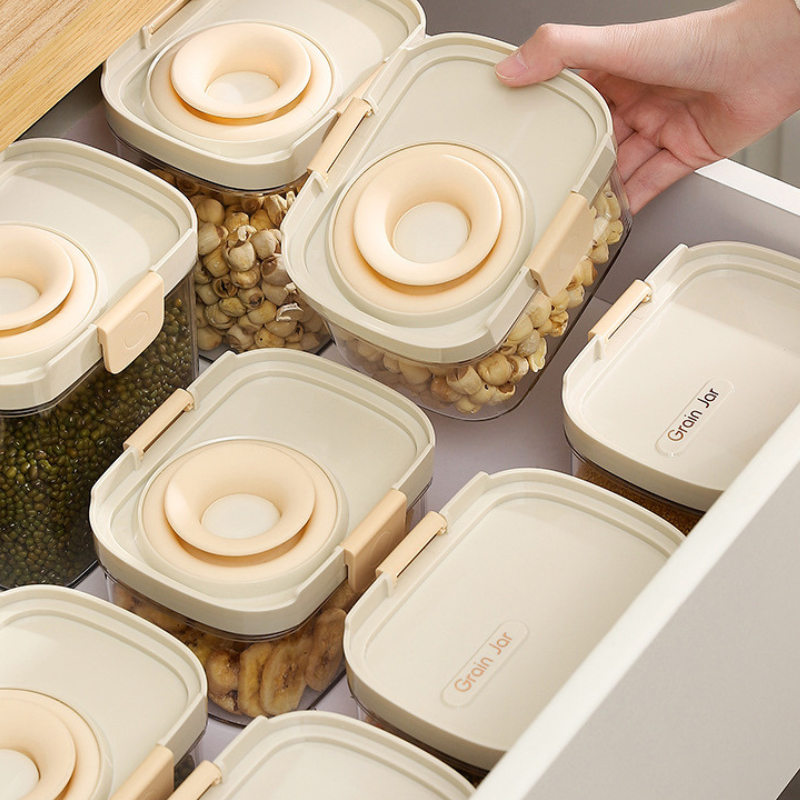 Airtight Kitchen Storage Jars - Stackable Sealed Containers for Pantry Organization (Set of 3)