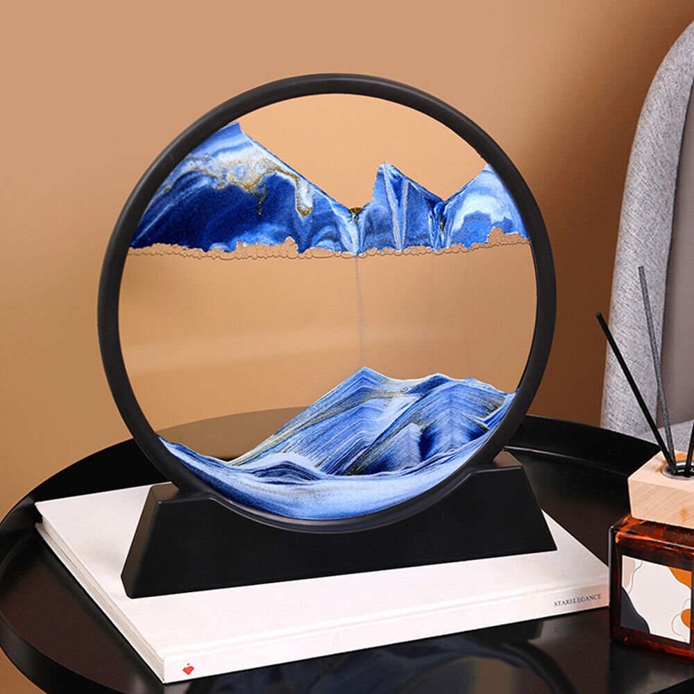 3D Moving Sand Art Hourglass - Rotating Sandscape Desk Decor