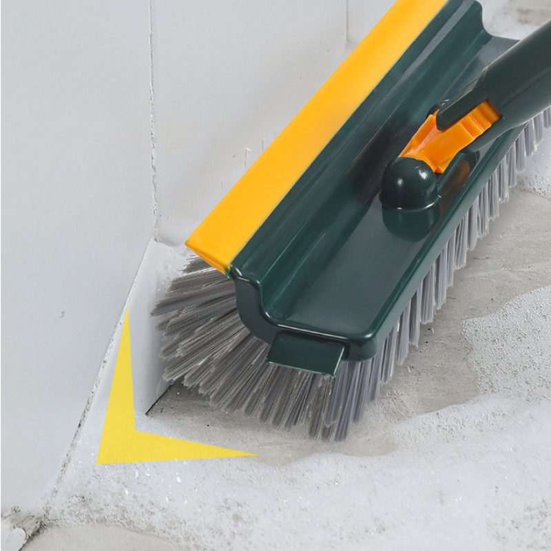 4-in-1 Long Handle Grout Brush - V-Shaped Bristle Tile Gap Cleaner with Hair Clipper