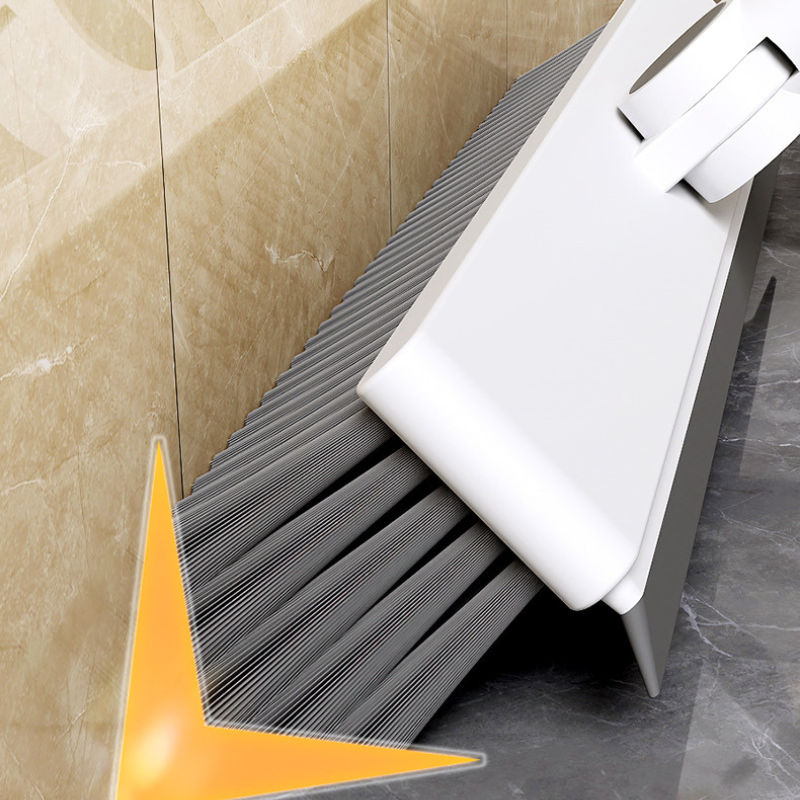 2-in-1 Floor Scrub Brush with Scraper - Long Handle V-Shaped Bristle Tile & Grout Cleaner