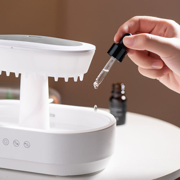 Raindrop Humidifier with Plant Landscape Ambient Light