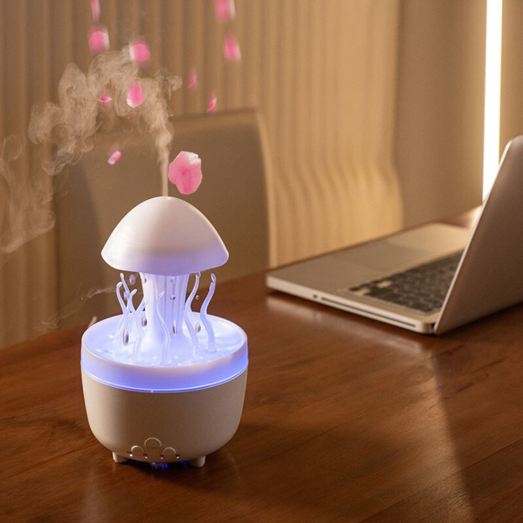 Jellyfish Rotating Raindrop Humidifier - LED Aromatherapy Diffuser