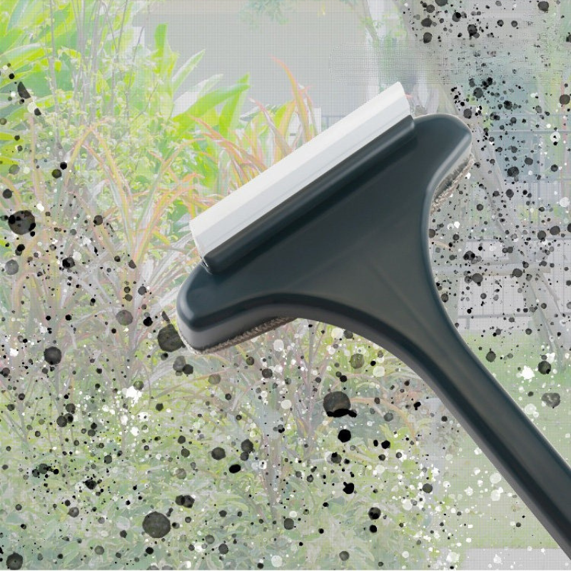 2-in-1 Window Screen Cleaning Brush with Scraper - Dual-Sided Mesh Screen Duster