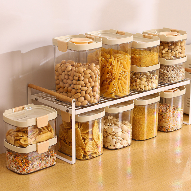Airtight Kitchen Storage Jars - Stackable Sealed Containers for Pantry Organization (Set of 3)