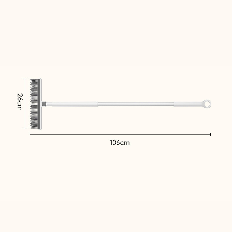 2-in-1 Floor Scrub Brush with Scraper - Long Handle V-Shaped Bristle Tile & Grout Cleaner