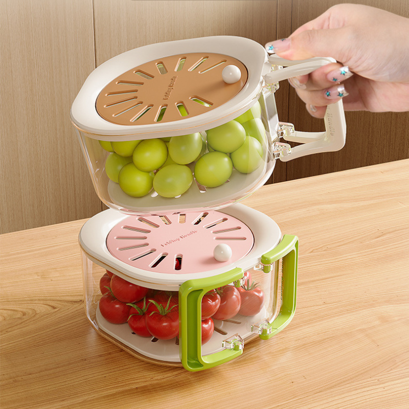 Fruit Washing Basket with Cover - Drain Basket for Kitchen Produce Storage