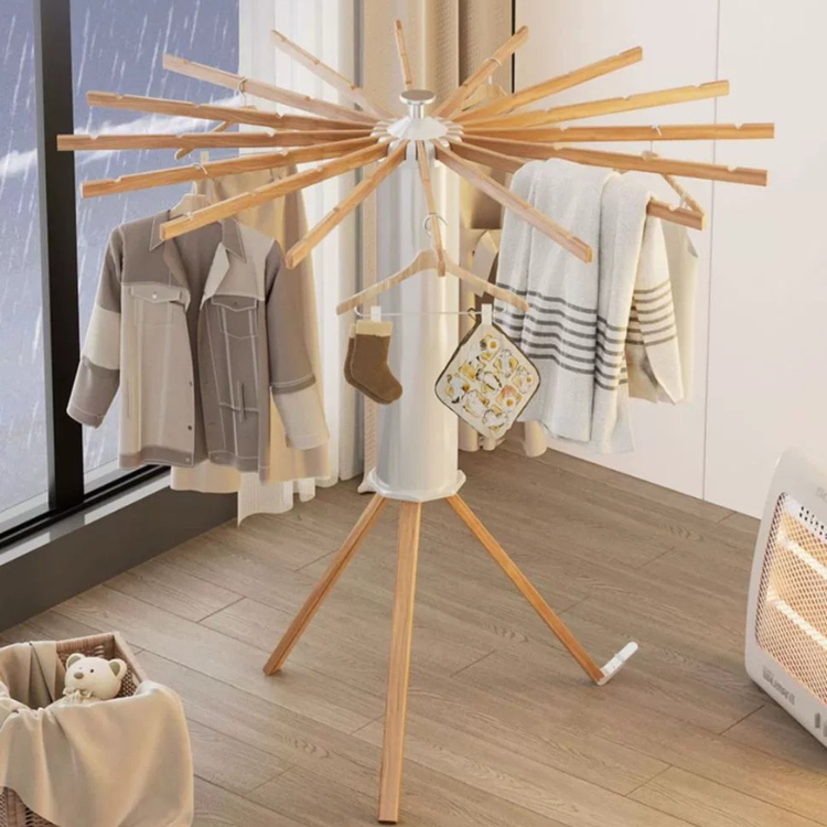 Foldable Tripod Clothes Drying Rack - Heavy-Duty 16-Arm Balcony Laundry Rack