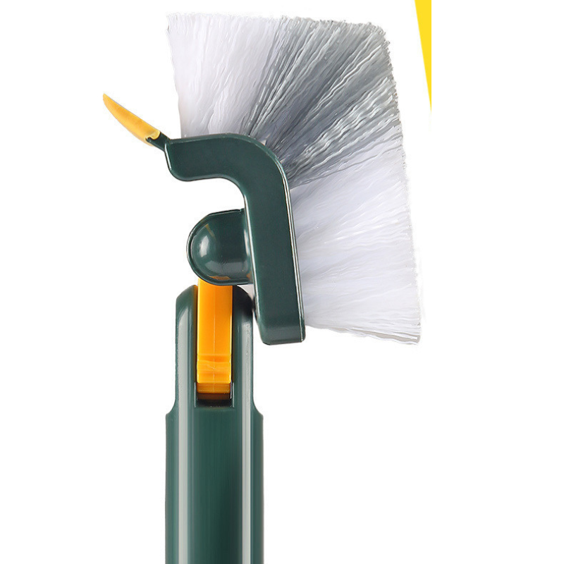 4-in-1 Long Handle Grout Brush - V-Shaped Bristle Tile Gap Cleaner with Hair Clipper