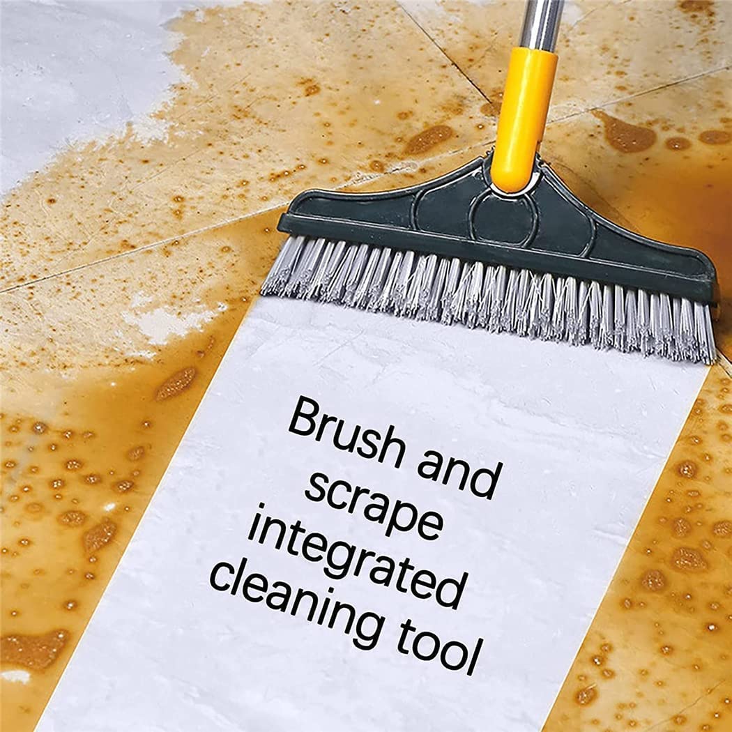 2-in-1 Stainless Steel Scrub Brush - Adjustable Long Handle with Detachable V-Shaped Head