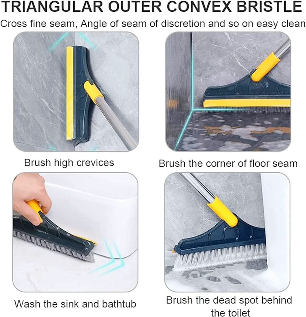 2-in-1 Stainless Steel Scrub Brush - Adjustable Long Handle with Detachable V-Shaped Head