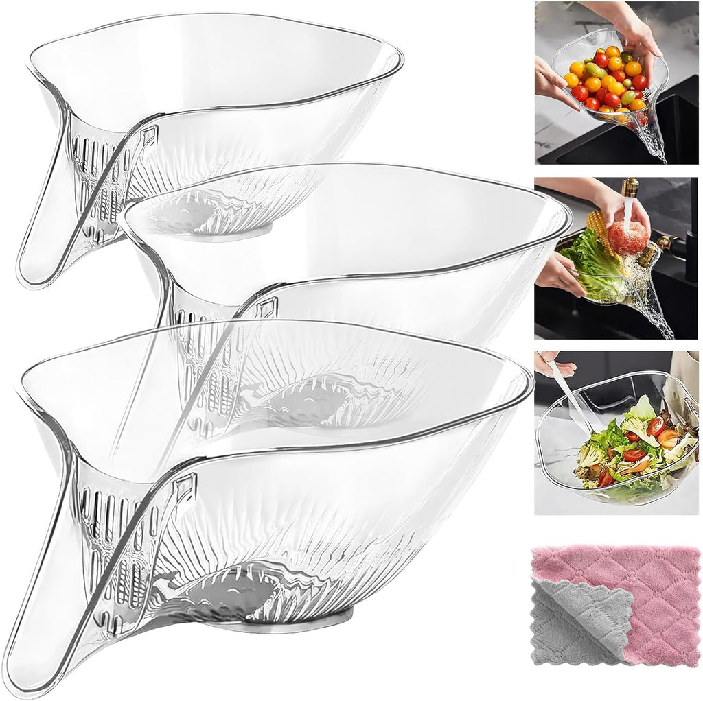 Fruit & Vegetable Washing Bowl with Strainer - Drain Basket Set