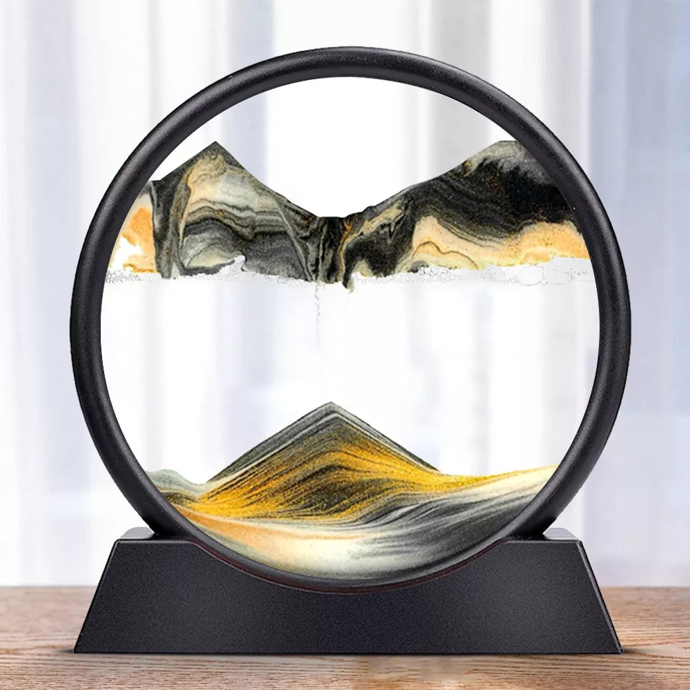 3D Moving Sand Art Hourglass - Rotating Sandscape Desk Decor